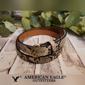 American Eagle Snakeskin Print Leather Belt NWOT Size S/P